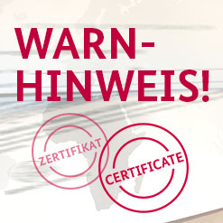 Warnhinweis: gefälschte Zertifikate (verweist auf: Warnung vor gefälschten Zertifikaten afrikanischen Kulturguts)