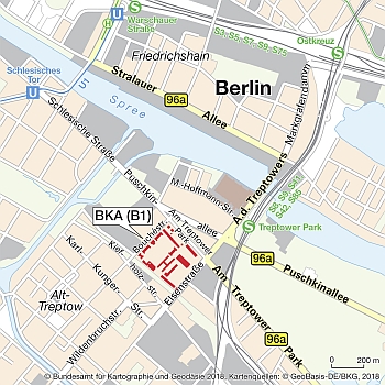 Lageplan BKA Berlin - Standort B1 - Am Treptower Park 5-8 - Detail
