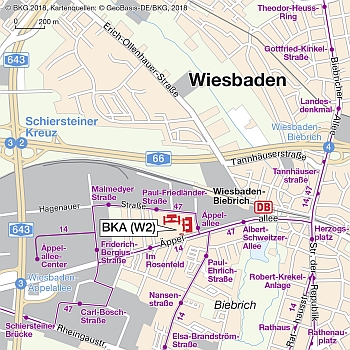 Lageplan BKA Wiesbaden - Standort W2 - Äppelallee 45 - Detail