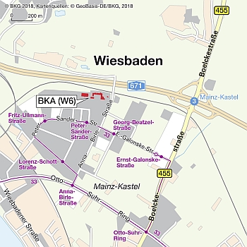 Lageplan BKA Wiesbaden - Standort W6 - Anna-Birle-Straße 11-13 - Detail