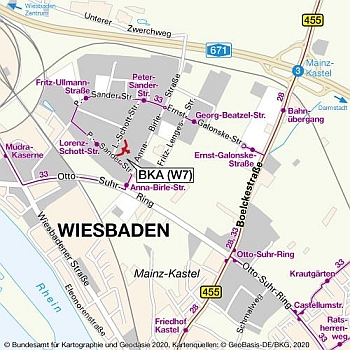 Lageplan BKA Wiesbaden - Standort W7 - Lorenz-Schott-Straße 4 - Detail